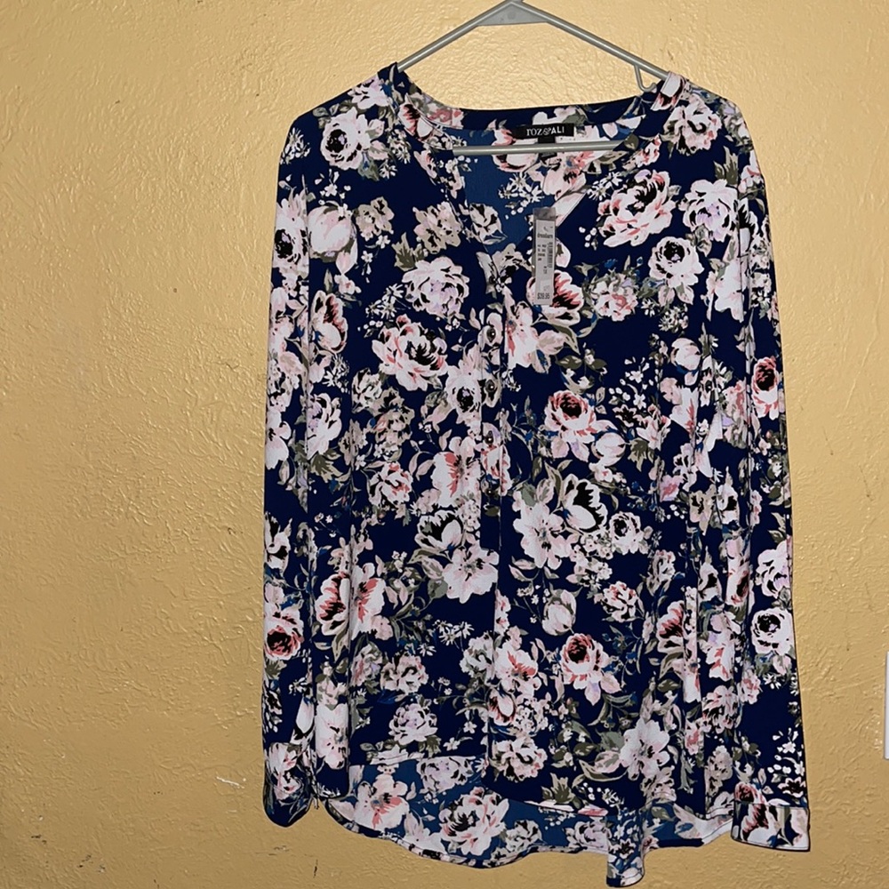 Dark blue floral blouse
